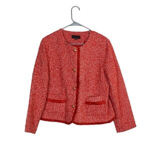Talbots red tweed fringe blazer size 16 petite Sophisticated preppy old money
